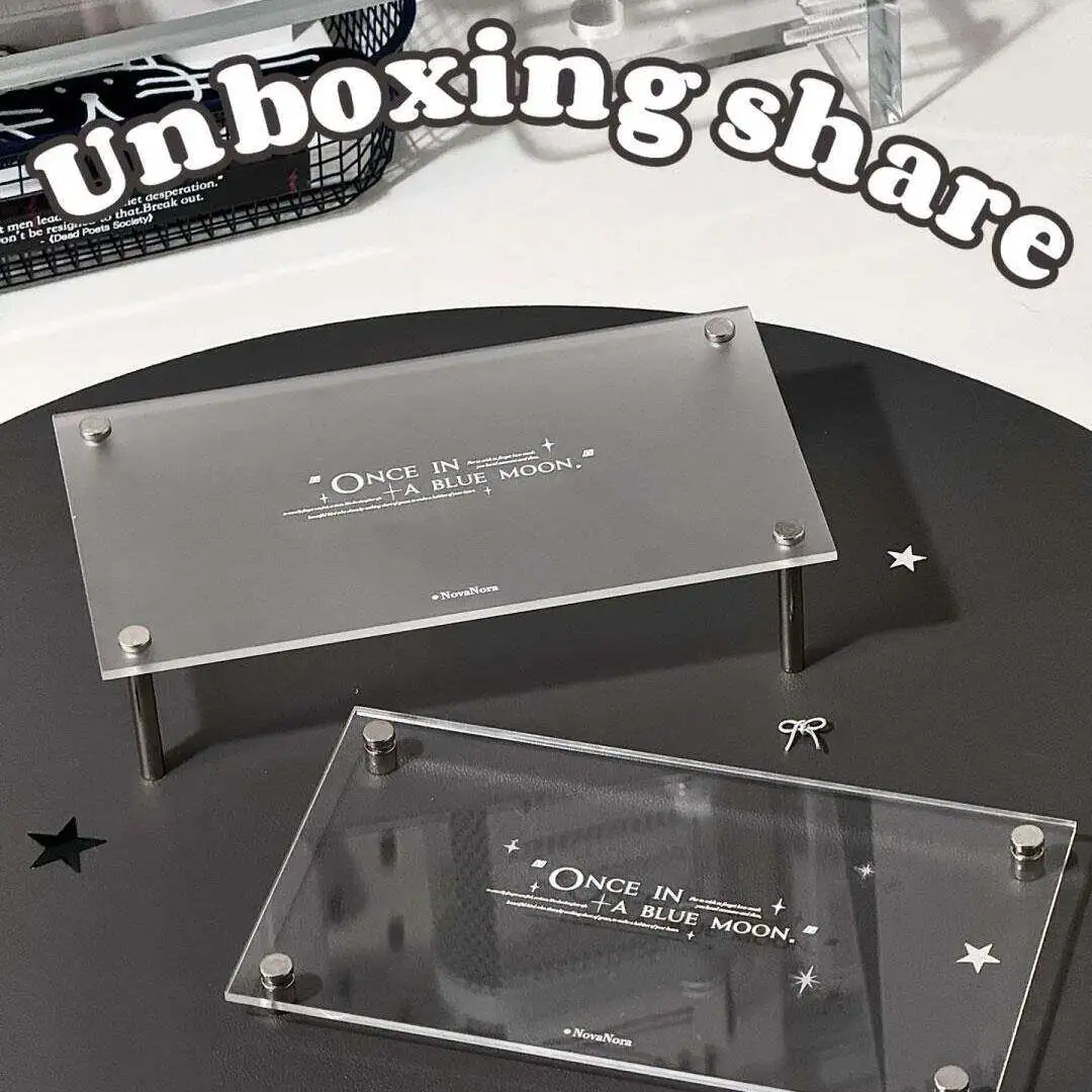 Clear Transparent Acrylic Display Stand, Multi-size Elevated Storage Tray with Metal Legs, Ideal for Kpop Photocards and Goods