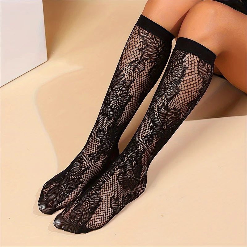 3 زوج مثير جوارب شبكية الجوف خارج امرأة الجوارب شفافة جوارب طويلة إلى الركب القوطية لوليتا اليابانية منتصف أنبوب الإناث الجوارب