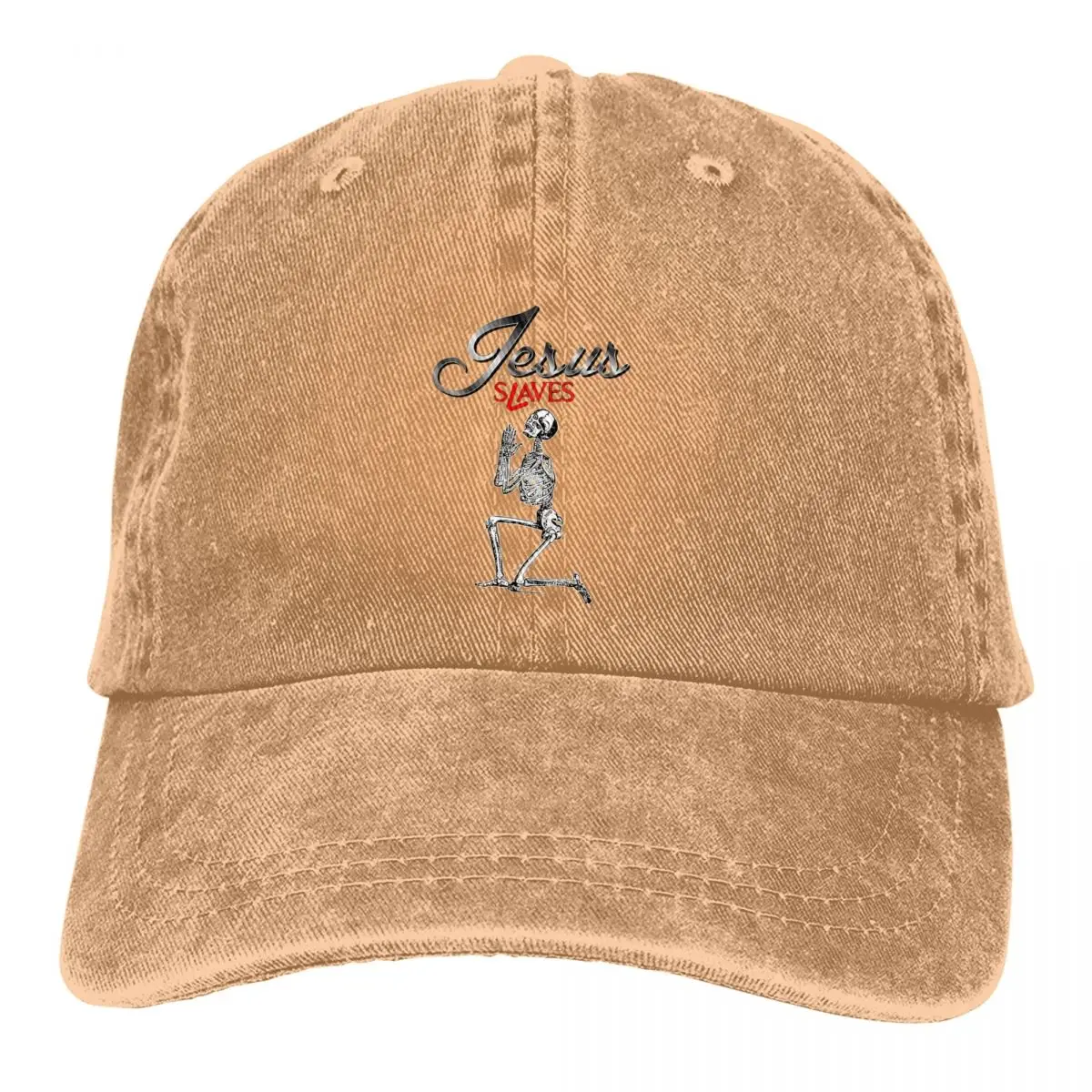 Washed Men's Baseball Cap Jesus Slaves Atheist Gnostic Skeleton Pray Religious Trucker Snapback Caps Dad Hat Jesus Christ Golf