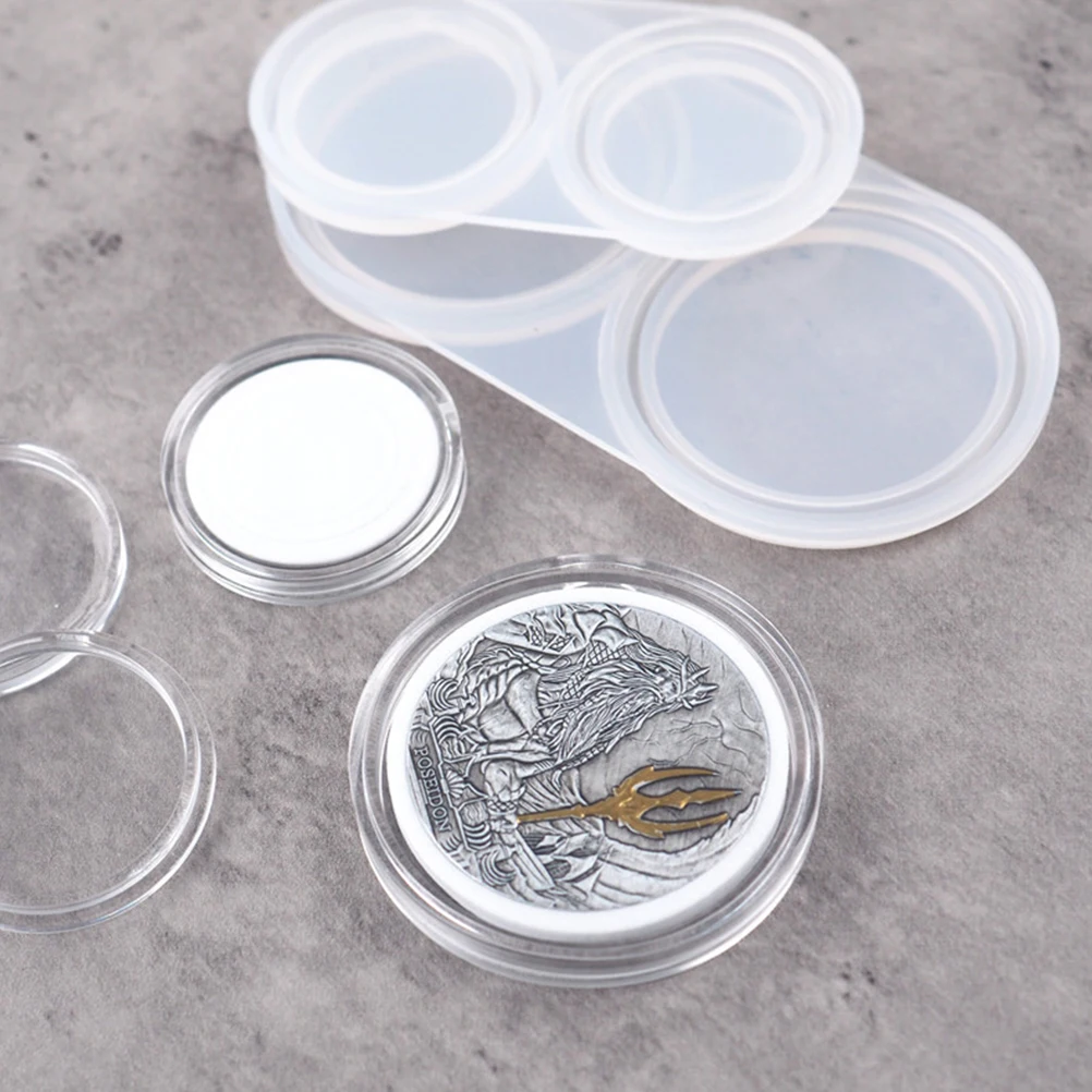 

2pcs Capsule Mold Commemorative Box Casting Mold Diy Silicone Coin Holder Mould Durable Multiple Sizes Easy Demould Smooth For