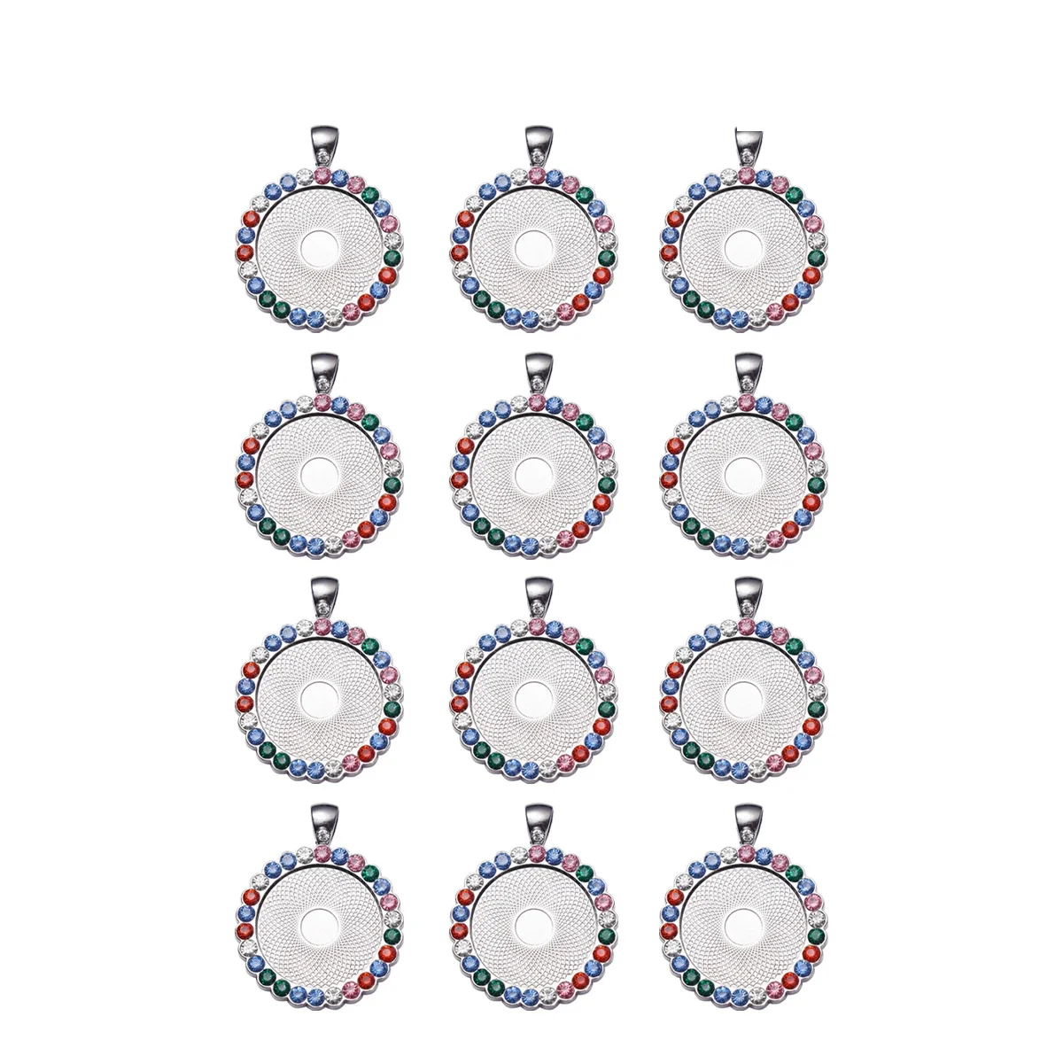 

12 шт. стразы для поделок, круглые подвески с драгоценными камнями, ювелирные аксессуары, основания, детали