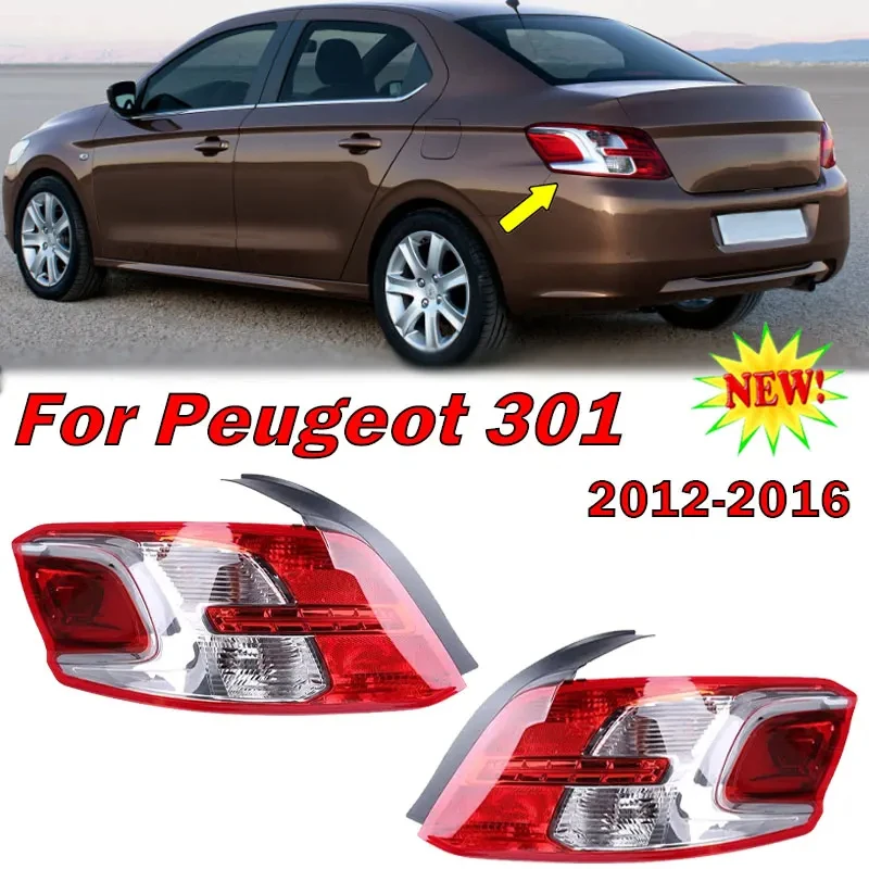 

2012-2016For Peugeot 301 Car Rear Tail Light Turning Signal Brake Lamp Warning Bumper Light LED Taillight Housing 9674807780