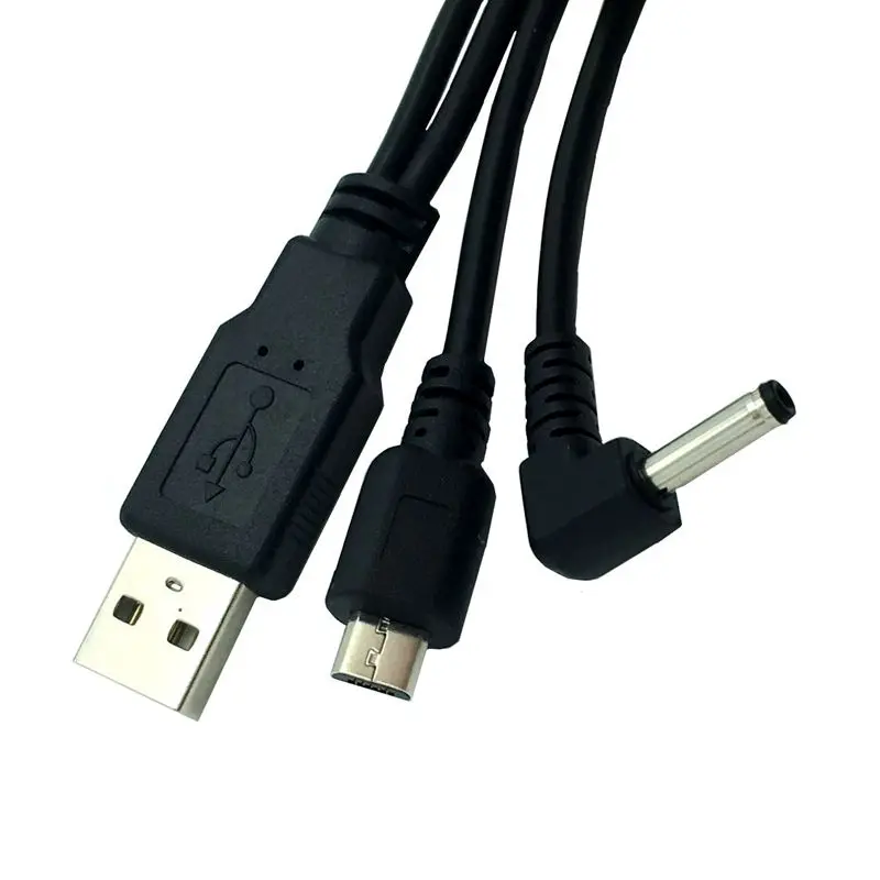 50cm 1/2 USB 2.0 A Male to Micro 5P Male+Power DC 3.5 * 1.35mm Y-shaped Data Cable USB With Power Cord