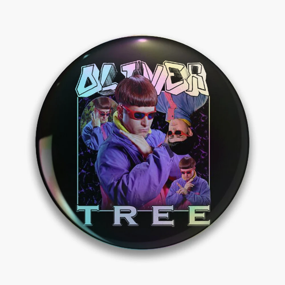 Oliver Tree Retro Y2K Pop Art  Pin Holographic Star Heart Pin Brooches Laminated Button Fashion Accessory