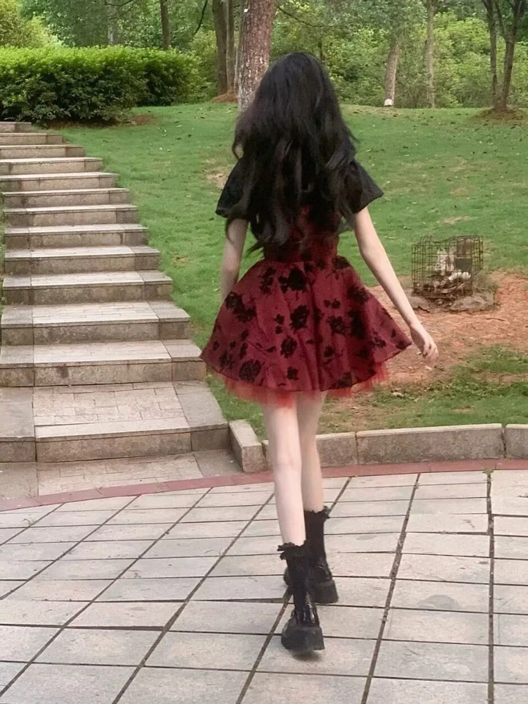 2023 Summer Floral Elegant Dress Even Party Women Casual Sleeveless French Mini Dress Vintage One Piece Dress Korean Fashion