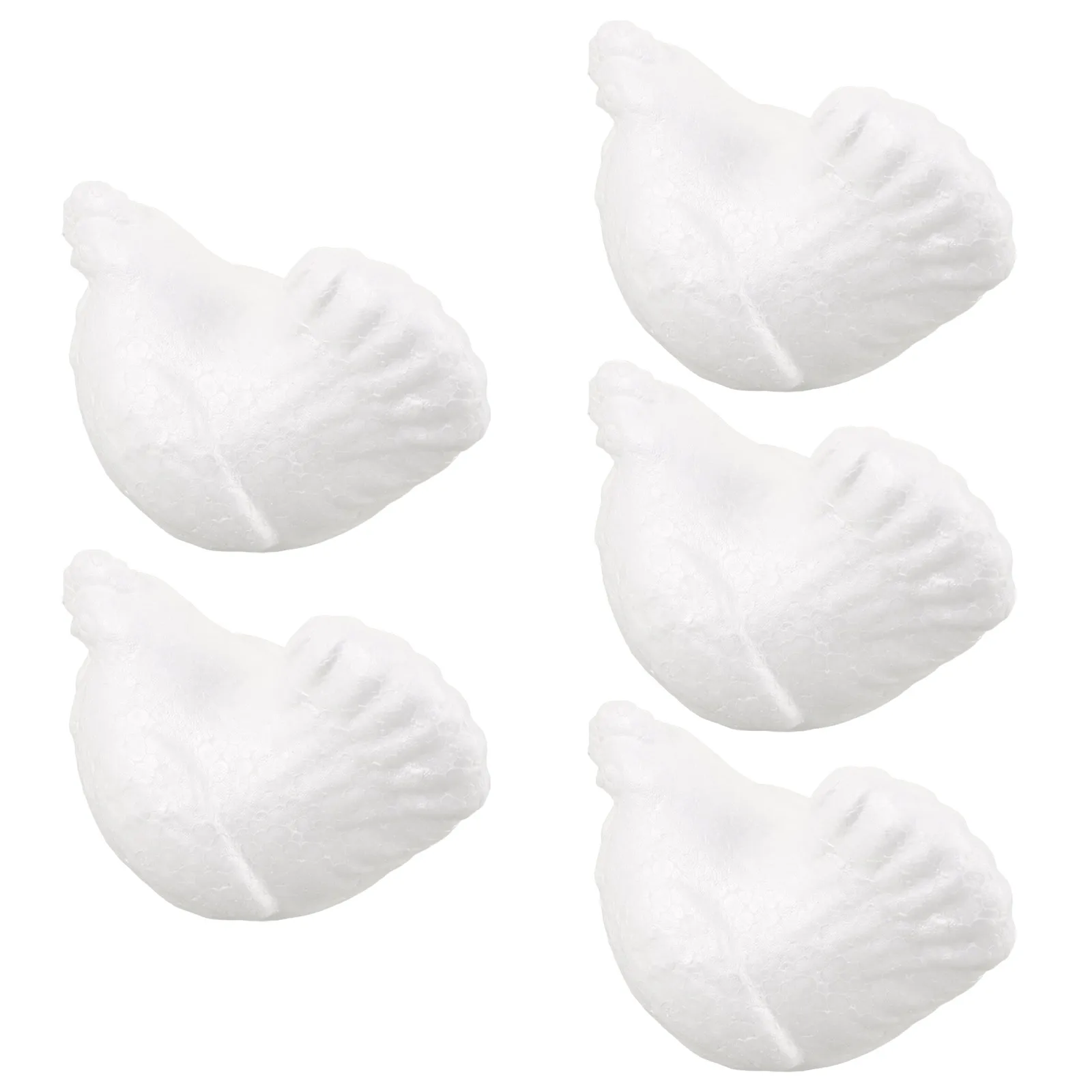 

5pcs Foam Chicken Decor Models Polystyrene DIY Blank Unpainted Chickens Statue Rustic Farm Style Simulated Decor