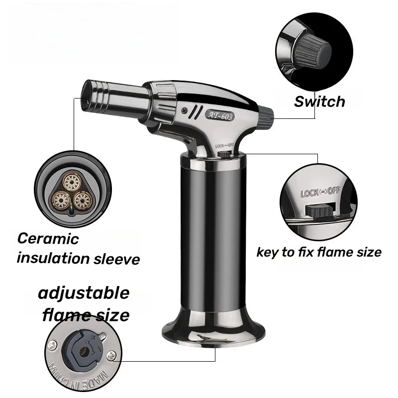 Three-flame Direct-flame Large Fire Outdoor Powerful Gas Turbine Flamethrower Home Camping Portable Multi-function Ignition Tool