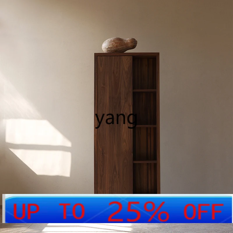 LH vertical cabinet log black walnut cherry wood wardrobe modern simple bedroom