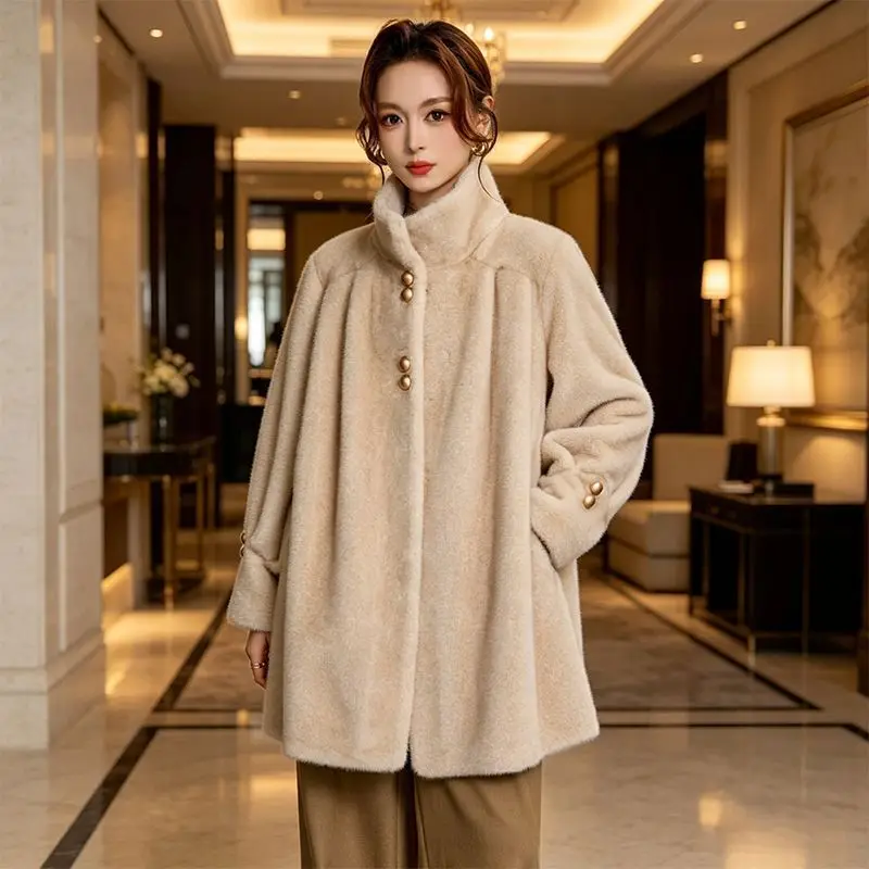 High-Quality Fur Coat Female 2027Winter New Imitation Mink Velvet Jacket Women Fur-fur Integration Outwear Long Mao Mao Overcoat