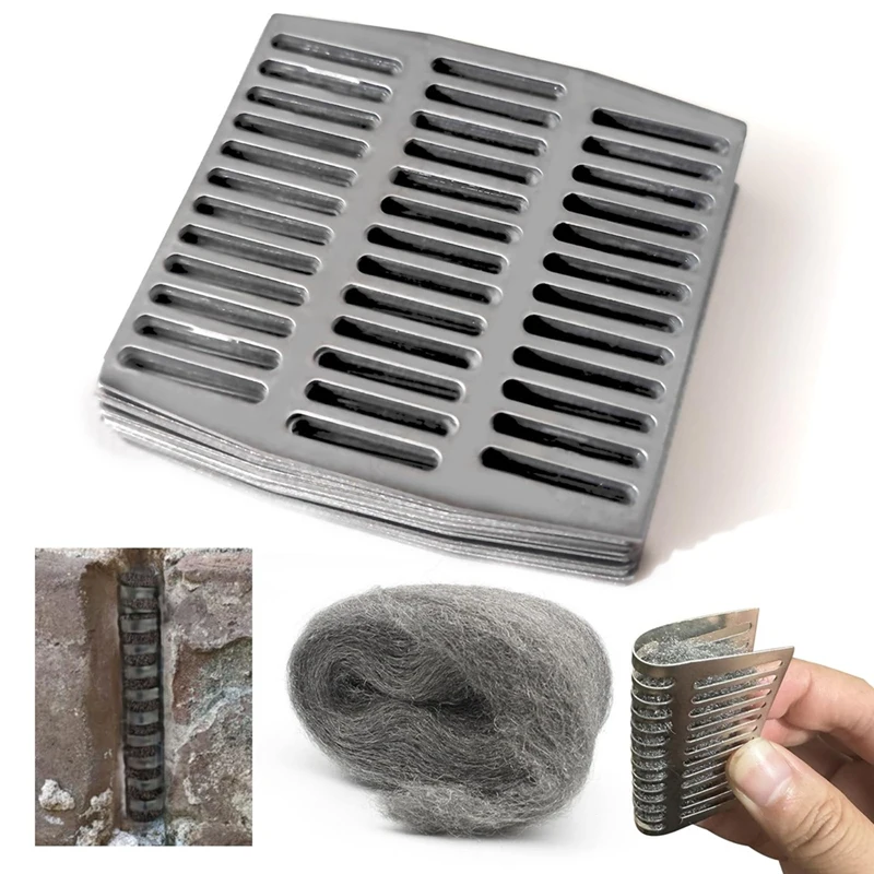 Hot 40PCS Stainless Steel Brick Drain Hole Covers For Brick Walls, Steel Wool Fill Refractory Bricks To Fill Different Size