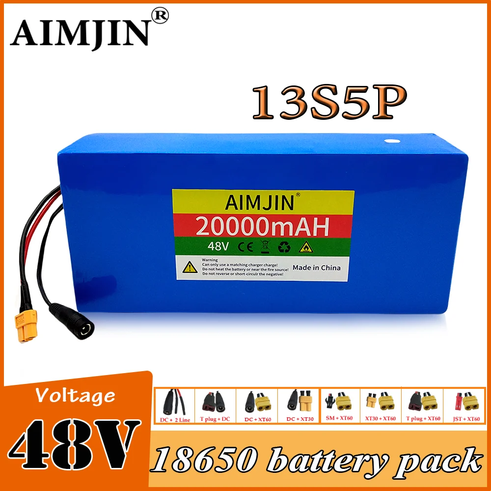 

13S5P 18650 48V 20AH Lithium Battery Pack 100Ah Suitable for electric scooters, mountain bikes 250-1000W+charger