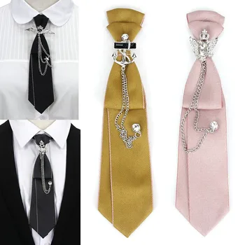 Fita de tecido retrô com strass para mulheres, gravata borboleta, corvo Bowkont, acessórios de joias, presente para meninas e meninos, roupas, preto, escola