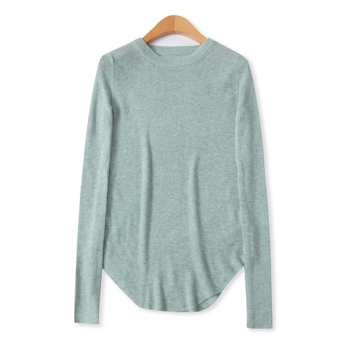 

Необычный вязаный длинный све, круглый женский топ Ne High Elastici, универсальный осенний новый топ для поездок на работу, цвет стандартного кроя