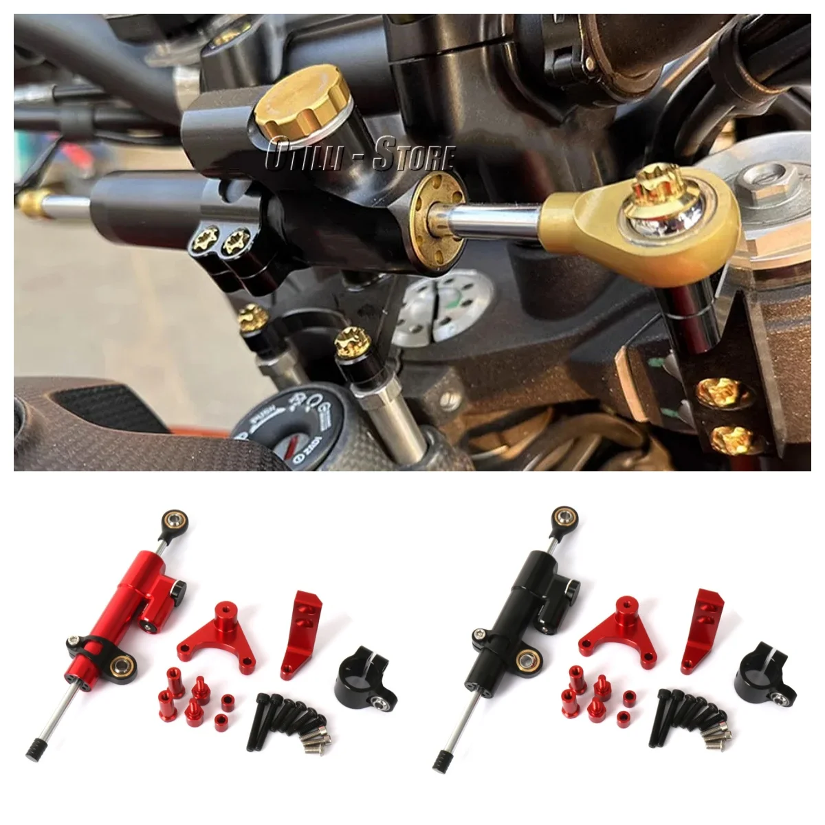 

Motorcycle Adjustable Damper Aluminum Steering Stabilizer Bracket Mount Kit For Ducati Hypermotard 950 HYPERMOTARD 950 SP 16-18