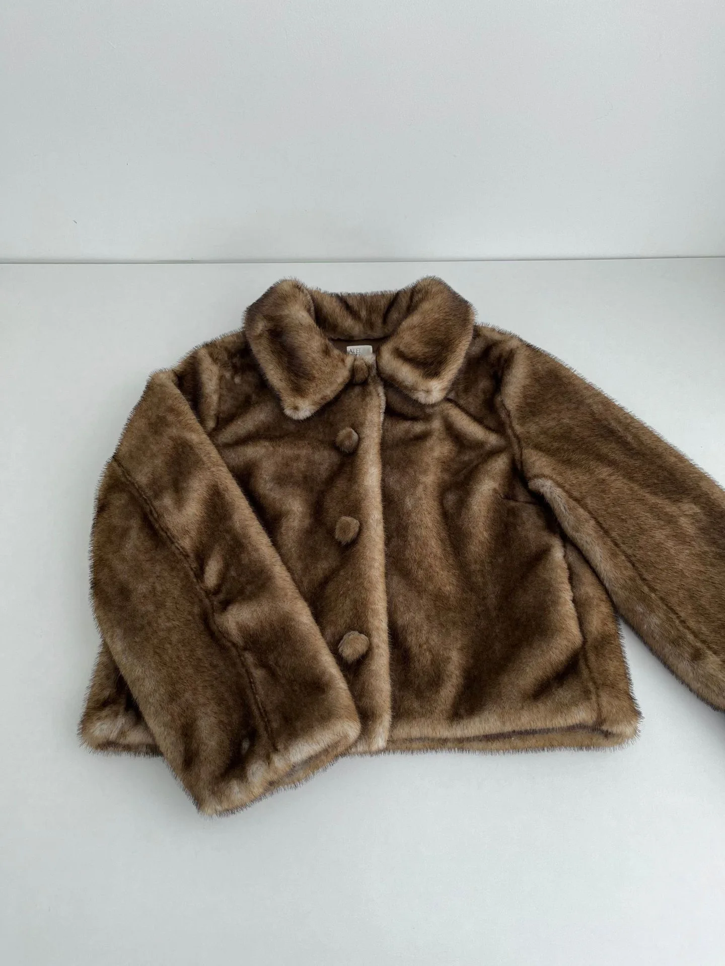 معطف كلاسيكي بأزرار من الفرو صديق للبيئة كلاسيكي Sle للنساء Jaet Commute Sle فضفاض مناسب طويل Sve لون نقي #2