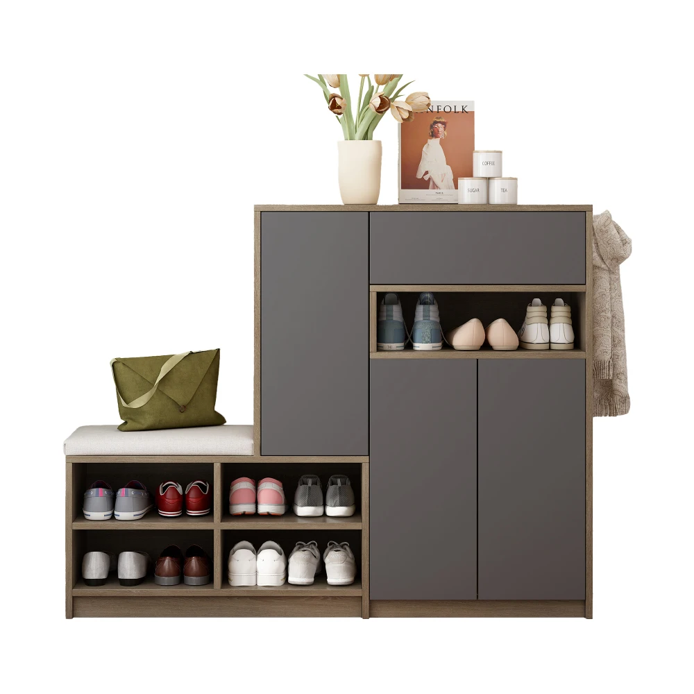 Schuhaufbewahrungsbank, Schuhschrank, Schuhregal mit gepolstertem Sitz, vielseitige Schuhaufbewahrungslösung mit Racks für den Flur – Detail 26