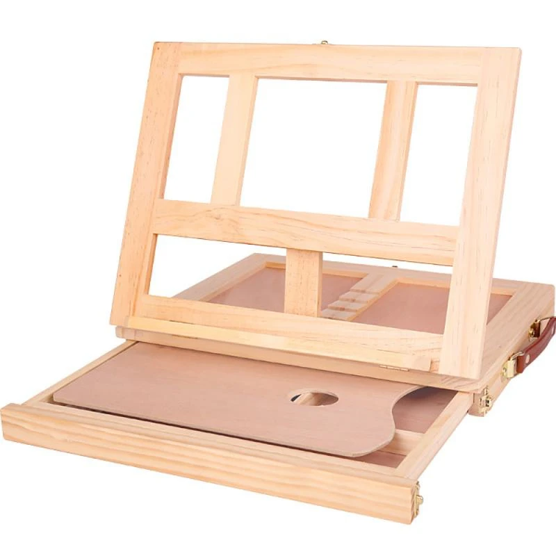 Artist Wooden Easel for Painting with Drawer Table Box Portable Desktop Mesa De Dibujo Suitcase Drawing Hardware Art Supplies