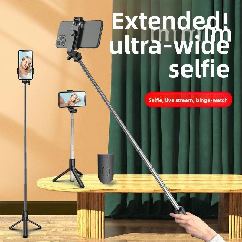 Extendable 1M Selfie Stick Tripod with Bluetooth Remote LED Fill Light All-in-One Phone Holder for Photography Vlogging view 4