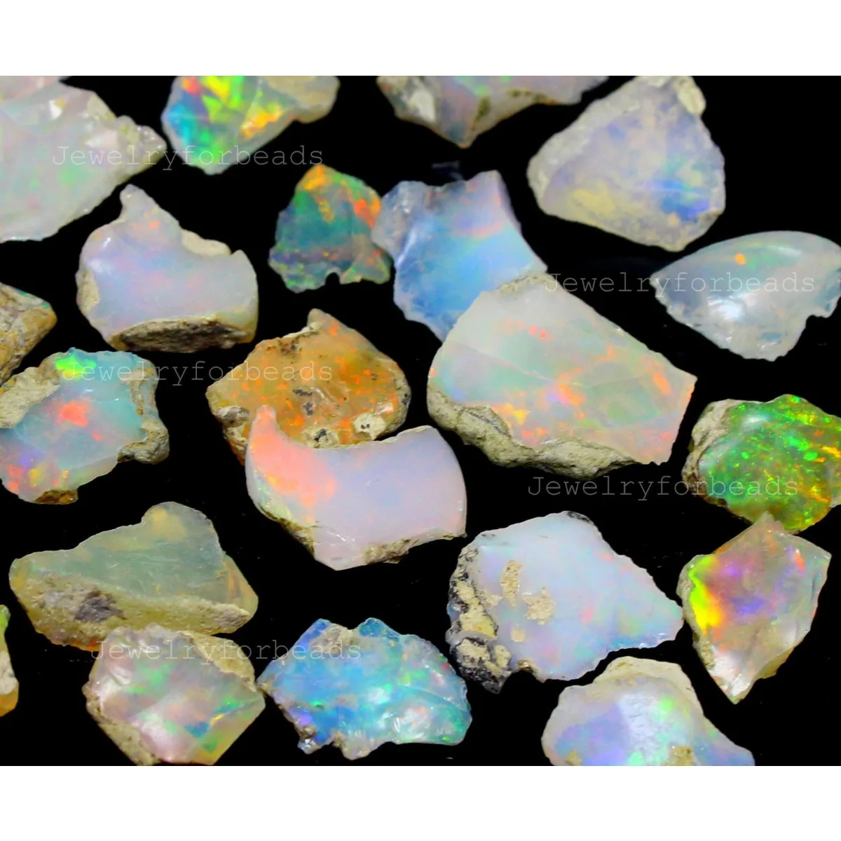 Natural Ethiopian Opal 25-80CT Rough Unpolished Welo Opal Fire Gemstone Colorful Flash Loose Stone Jewelry Making