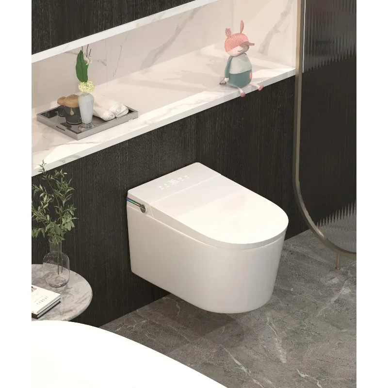

Wall Mounted Smart Toilet Automatic Lid Foot Sensor Flush Water Pressure Boost Hands-Free Toilet 220V