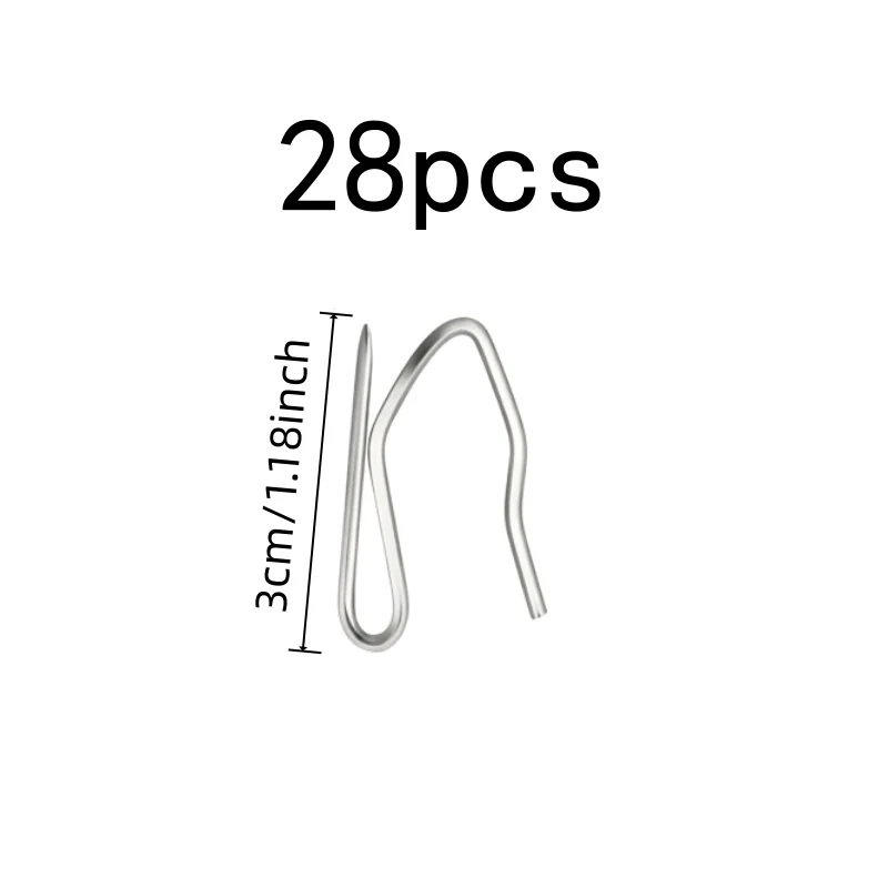 28 pcs 3cm S-Pin Drapery Hooks Rust Resistant Durable, designed for Door Curtain Hanging, Stainless Steel Material