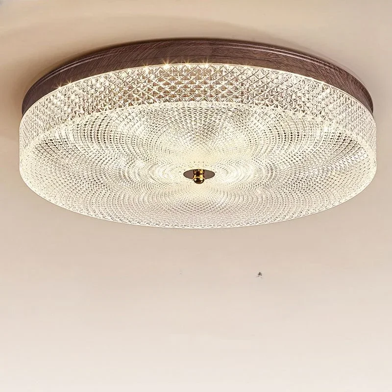 High-End American Retro Walnut Lamp - Super Bright Eye-Caring Study Light & Medieval Bedroom Ceiling Fixture
