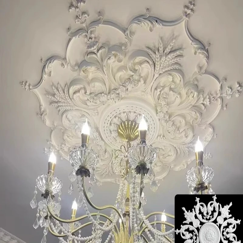 Gypsum French parquet combination lamp plate line ceiling European style lantern ceiling shape carved decorative corner flower