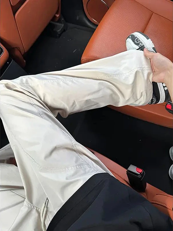 Qui Dry American Sle Corte inclinado Pantalones casuales de verano para hombres A prueba de viento Impermeable Bell Bot Faionable Pierna recta Tro...