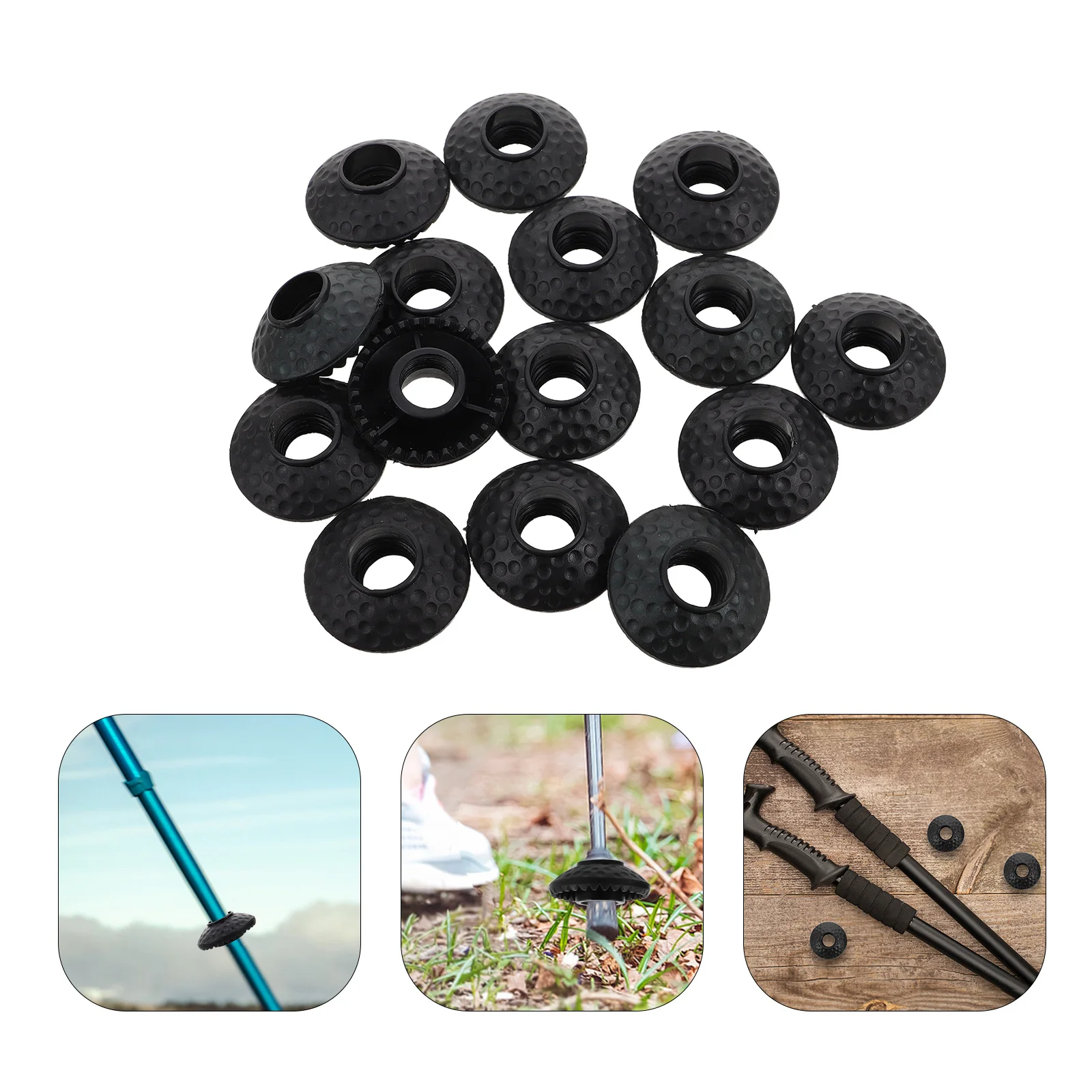 

15Pcs Trekking Pole Mud Baskets Round Black Plastic Removable Hiking Walking Stick Replacement Parts Outdoor Ski Camping