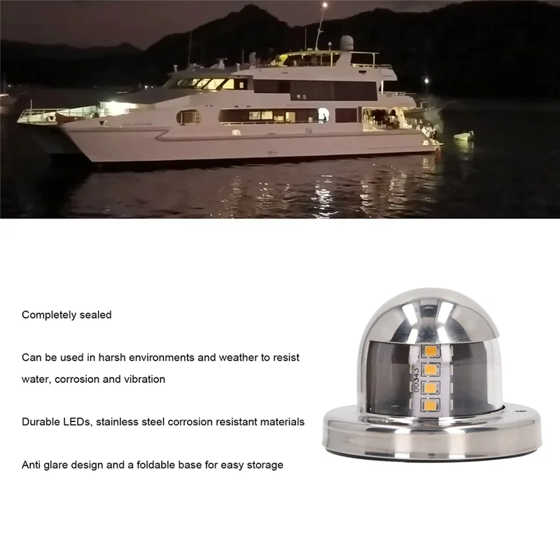 

AA05 Marine Navigation Lights 12V DC 135° 2Nm Visibility White 8 LED Stern Light For Marine Yachts Pontoon
