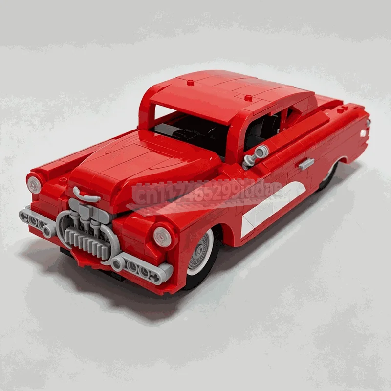 NEW Parts Three In One Classic Red Car Building Blocks Vintage Vehicle Model Creative DIY Assembly Toy Collection Display Gift