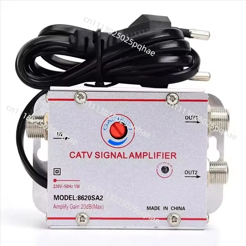 Household 4-Way TV Signal Amplifier 30dB, 45-860MHz Cable TV Antenna Booster Signal Enhancer