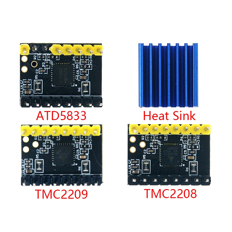 Tmc2208 tmc2209 atd5833 v2.0,ヒートシンク付きステッピングモーター,ステンレススチールスティックパーツ,2.55a,256分割,サイレント印刷