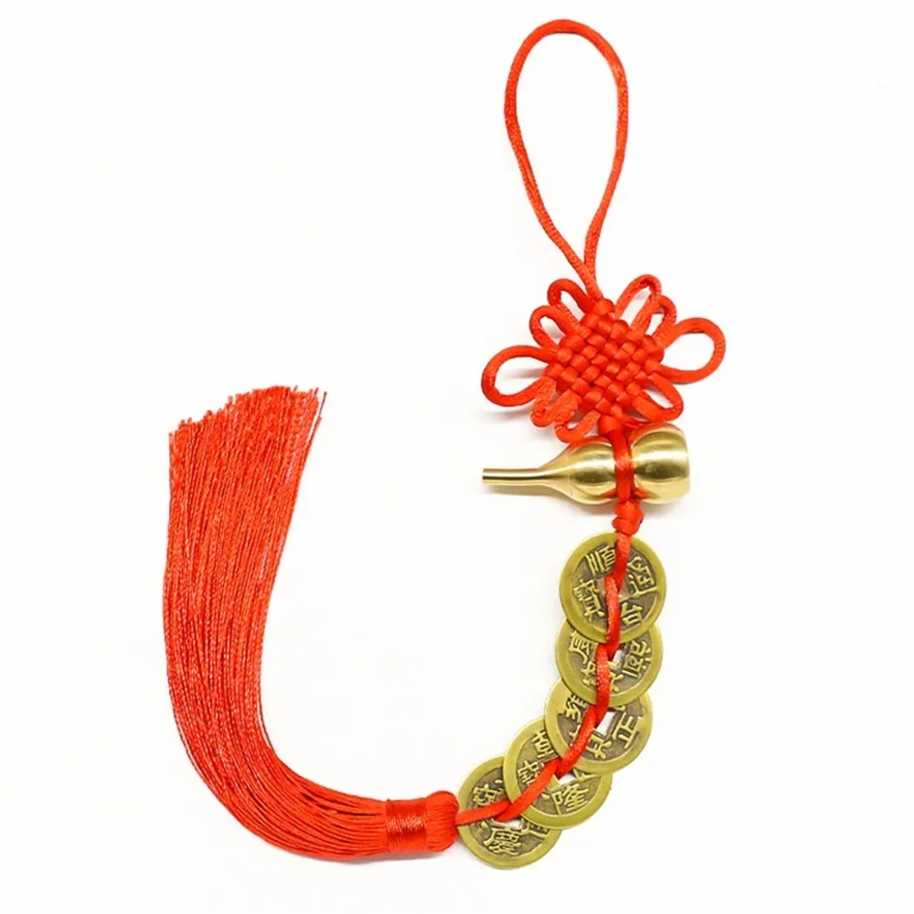 1 قطعة عقدة الصينية النحاس النقي خمسة الإمبراطور المال النحاس القرع قلادة الباب إلى الباب النحاس المال القرع سيارة حلية الهدايا #2