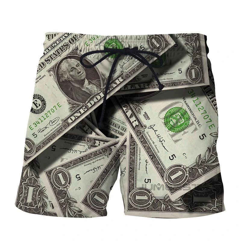 Männer Strand Shorts Dollar Geld 3d gedruckt Männer lässig Streetwear Board Shorts Mode Sportswear schnell trocknen Strand Shorts Männer