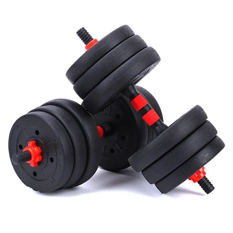 Rubber-coated Dumbbell Set Dual-purpose Dumbbells and Barbells Freely Adjustable Weights One Set Multiple Uses