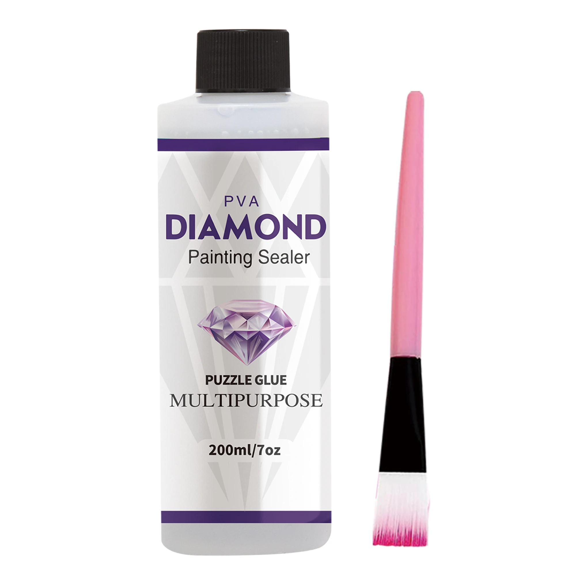 2 In 1 60 ML/200 ML Diamond Painting Sealer 5D Diamond Painting Art Lijm En Siliconen Borstel Permanente Hold & Shine Effect Sealer