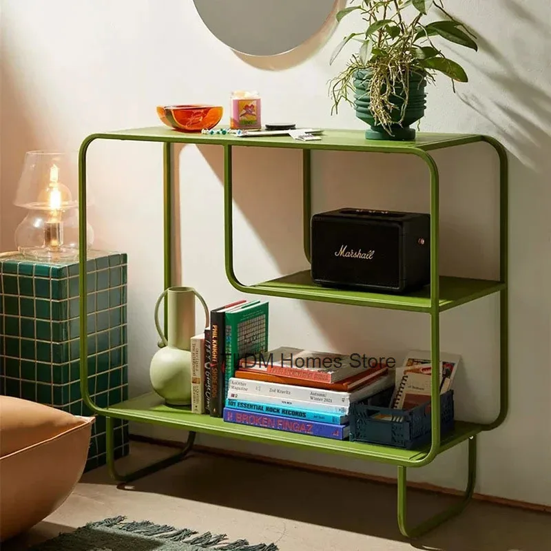 

Creative Floor Bookcases Simple Iron Art Bookshelf Storage Organizer Nordic Living Room Furniture Home Sofa Display Side Cabinet