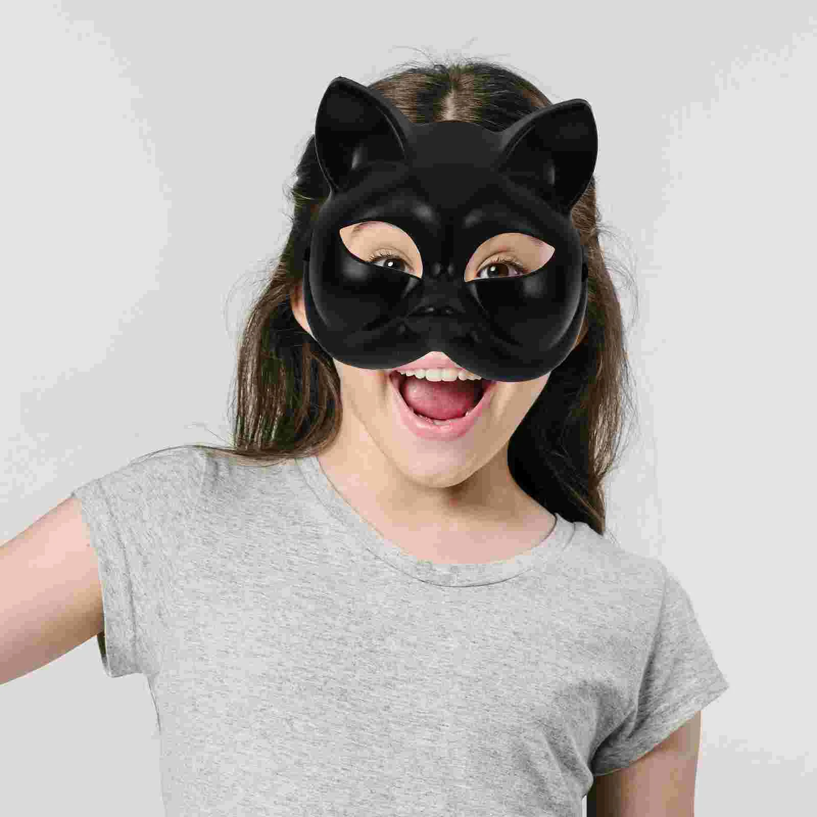 Máscara de gato para Halloween, disfraz térmico de zorro, máscaras de plástico impermeables en blanco