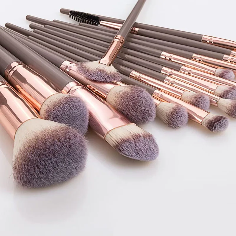 15Pcs Makeup Brushes Nose Contouring Eye Shadow Brush Champagne Gold Travel Makeup Brushes for All HZS11