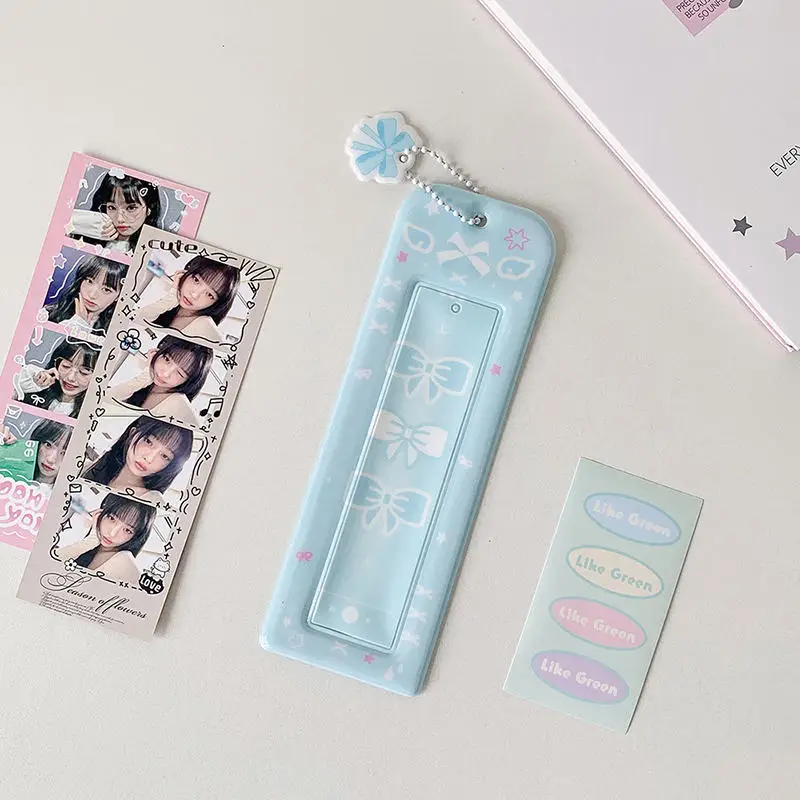 

Student Cartoon Bow Life Four Grid Card Set with Pendant Star Chaser Vertical Four Grid Card Set Hollow Head Sticker Card Set