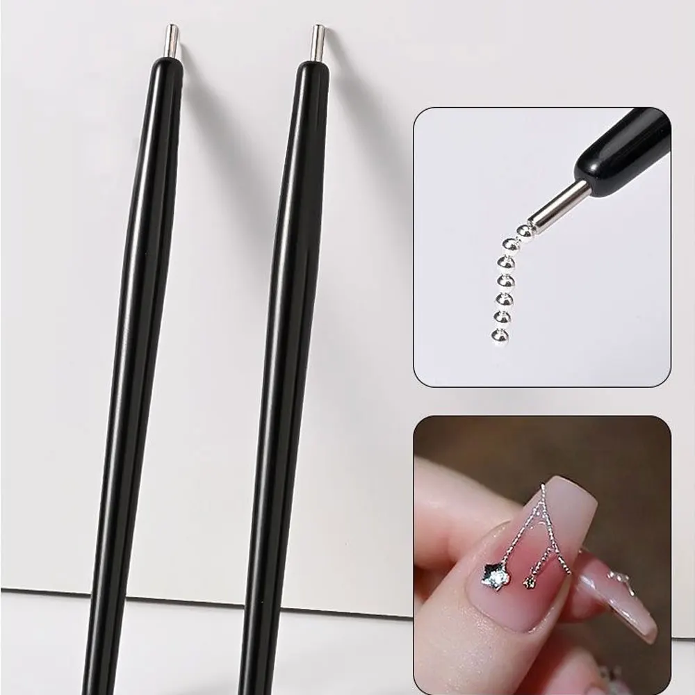 1/2 個磁気ボール吸引ペン DIY 超強力キャットアイマグネット黒肥厚ドリルペン DIY マグネットマニキュアツール