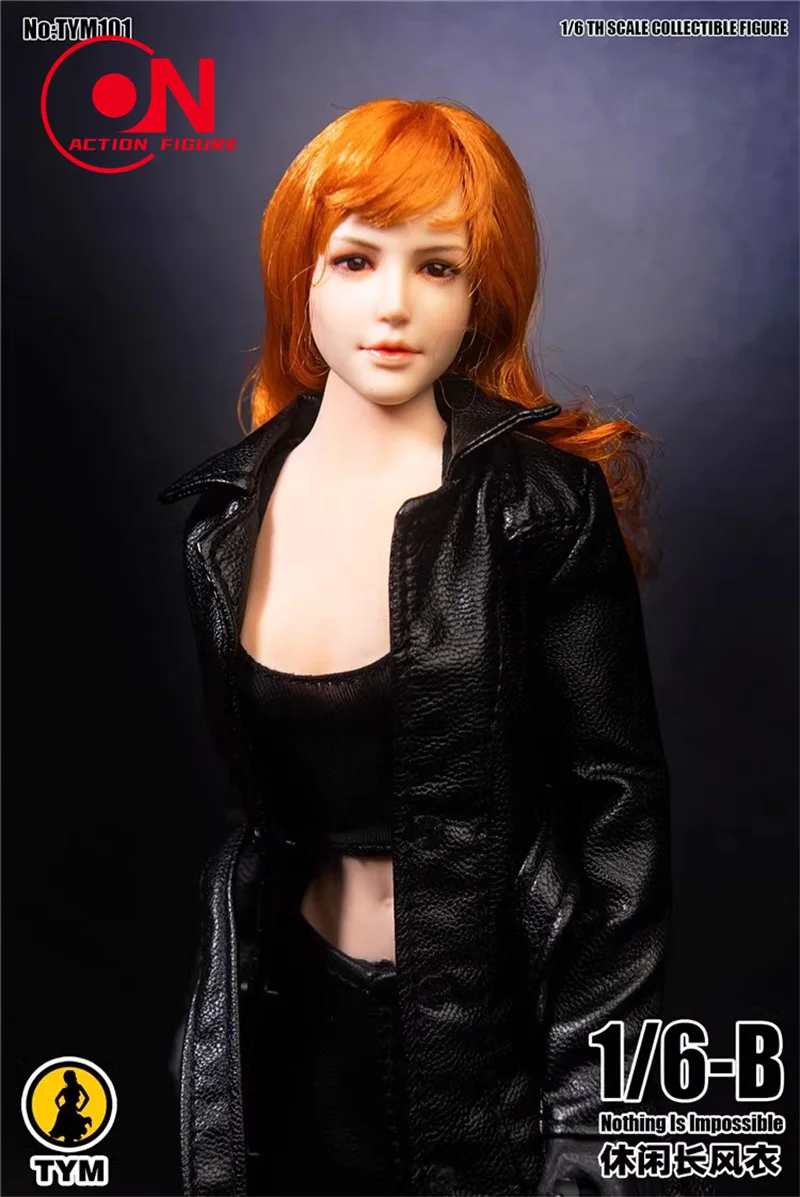 TYM101 1/6 femme longue veste en cuir coupe-vent soldat vêtements modèle adapté 12 ''TBL soldat grand buste figurine