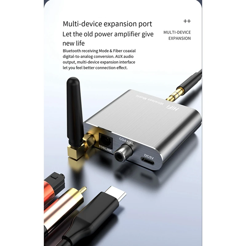 جهاز استقبال الصوت اليومي APTX-HD 5.2 جهاز استقبال بلوتوث AUX محوري الألياف البصرية محول الصوت Hifi ستيريو الموسيقى CD-جودة الصوت