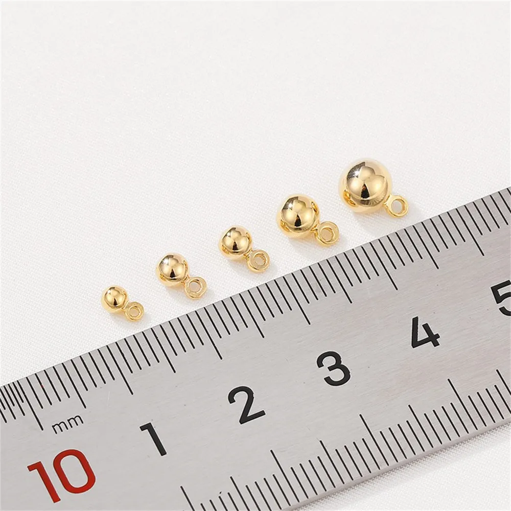 14K Gold-plated Hanging Ball Smooth Round Bead Earring Pendant DIY Handmade Bracelet Earring Accessory Material Accessories