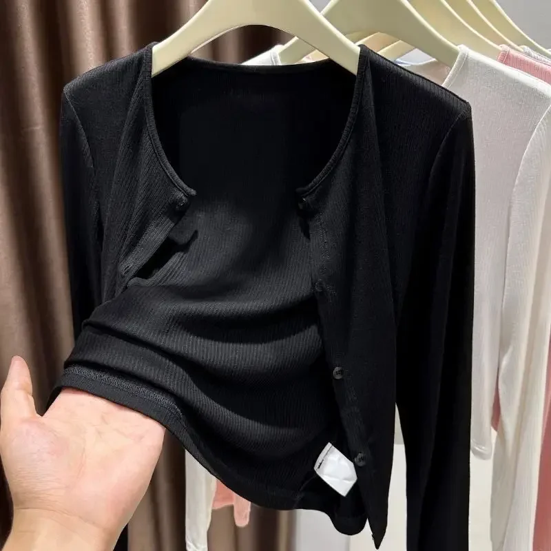 Women's Summer Shawl Sun Protection Clothes Spring Autumn Matching Skirts Camisoles V-neck Cardigans Thin Jackets