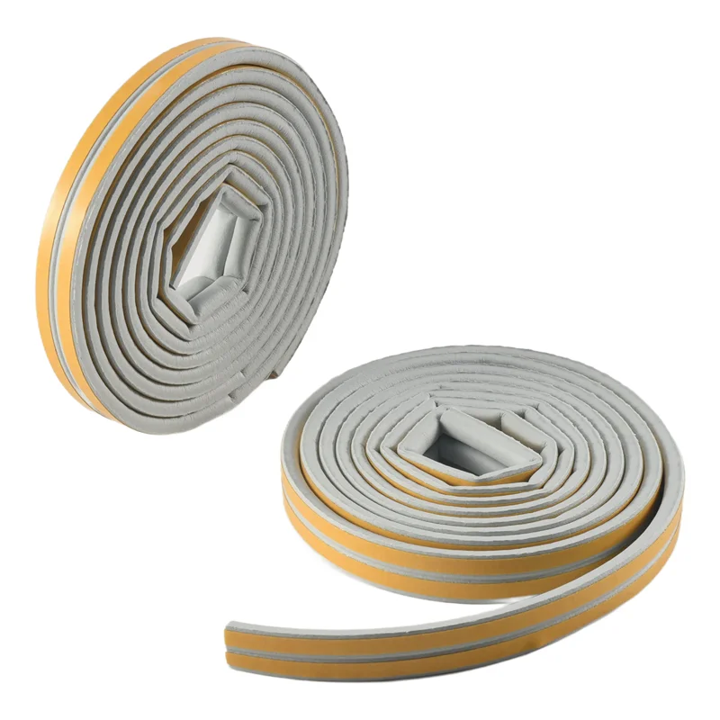 ABGR-2 Rolls 10 M Draft Excluder For Doors And Windows,Draught Excluder Tape Rubber Seal Foam Tape Car Stickers Sealing Grey