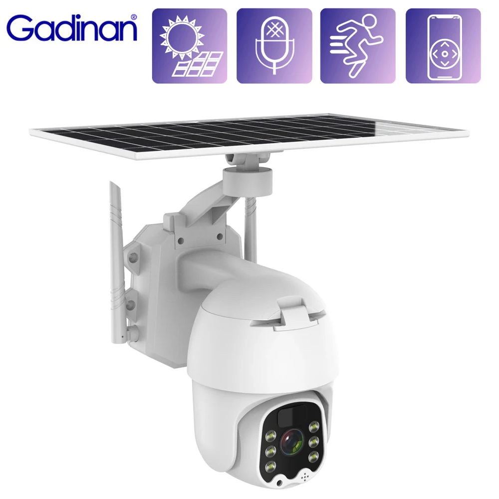 

4G SIM Card 8W Solar Outdoor 1080P PTZ Wireless Security Surveillance Cameras 4X Digital Zoom External WIFI Video IP Dome Camera