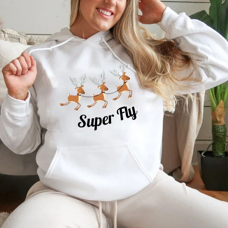 

Christmas Women's Hoodie Harajuku Xmas Elk Print Hooded Sweatshirts Autumn Winter Warm Unisex Pullover Oversized Hoodies Top