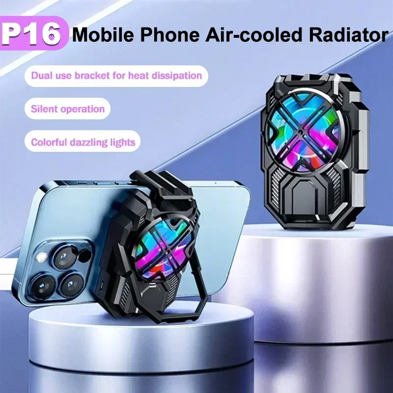 

P16 Mobile Phone Air-cooled Cooling Fan Radiator Back-clip Game Cooler for IPhone Android PUBG Gaming Accessories Cool Heat Sink